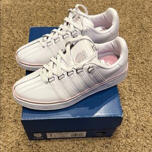 K-Swiss Women's White and Pink Sneakers
